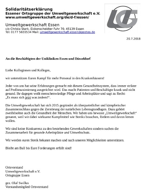 180720 solidaritaetserklaerung UG Essen an die beschaeftigten der unikliniken in essen und duesseldorf 640