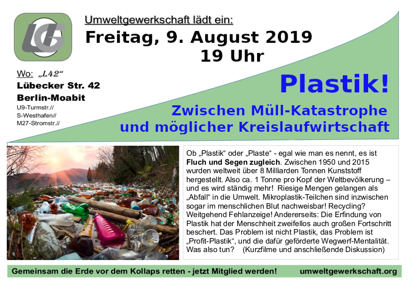 Flyer UG Veranstaltung 9.8.2019 Plastik