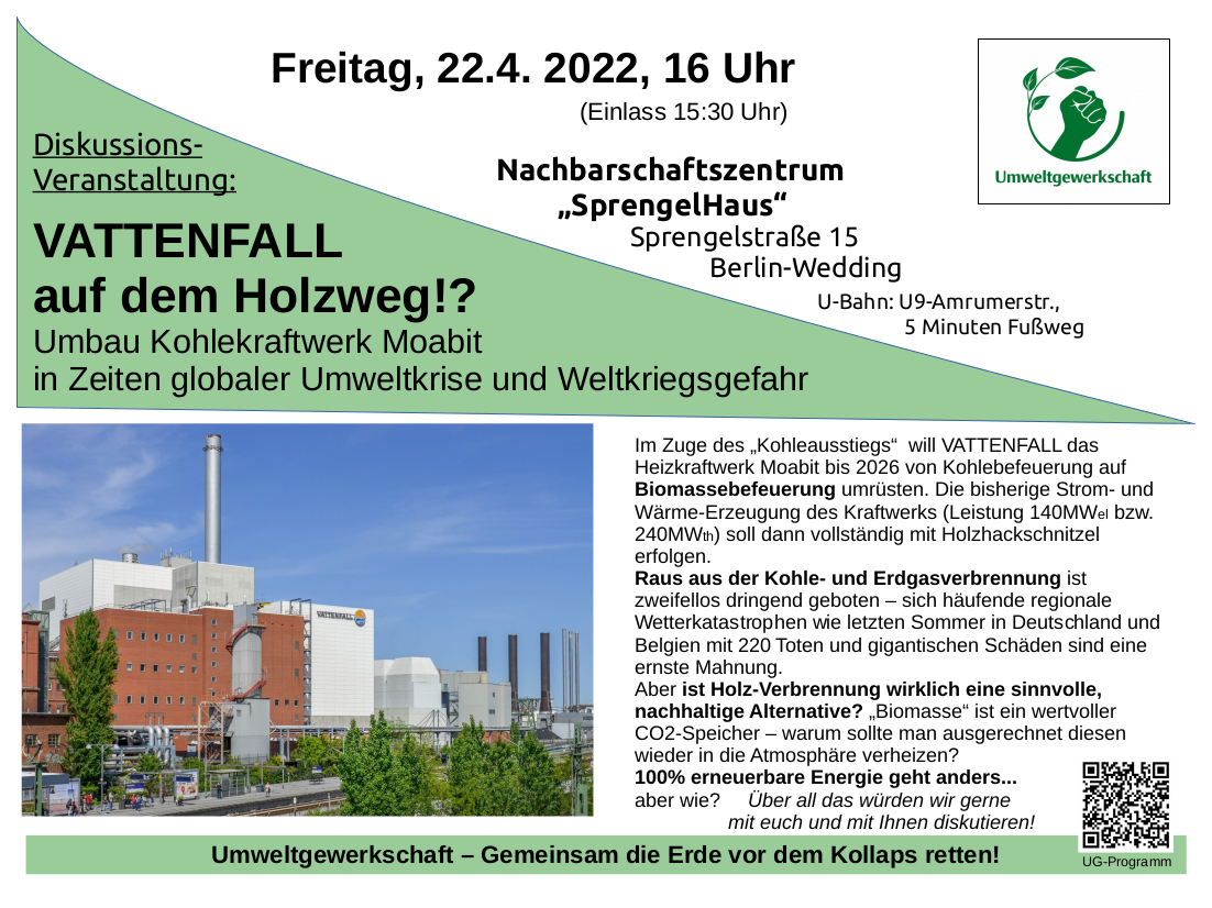 UG Veranstaltung Vattenfall Kohlekraftwerk 22.4.22 Berlin