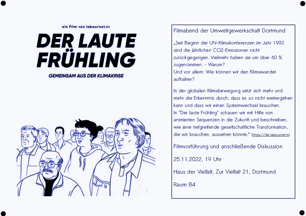 Der laute Frühling Filmabend Flyer A4 UG Dortmund