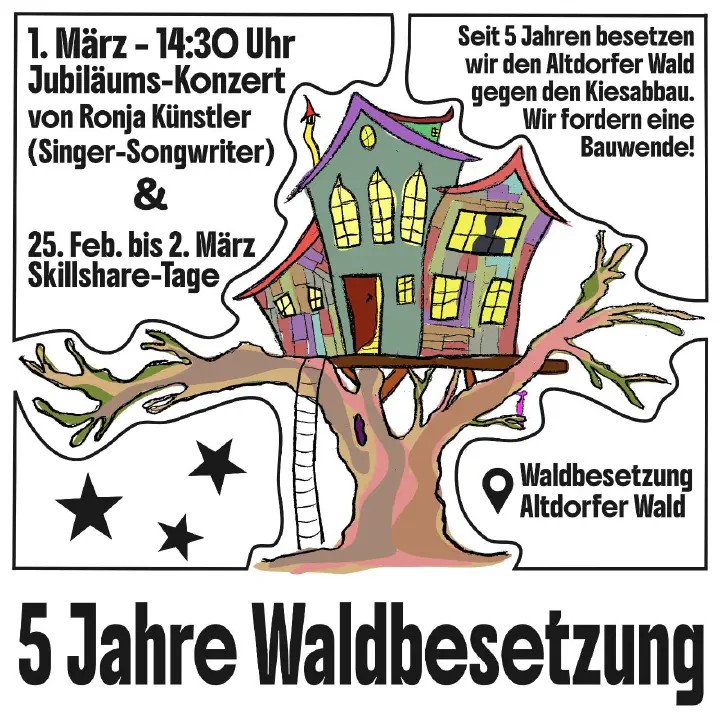 fünf kahre Waldbesetzung